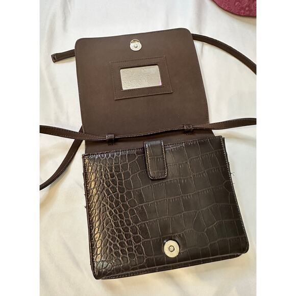 Nine West Brown Faux‎ Alligator Leather Crossbody Purse - Picture 7 of 10